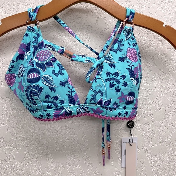 Nanette Lepore Floral Bikini Top with Crochet & Tassels 6 - Picture 3 of 7